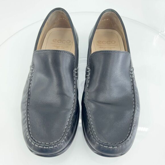 Ecco Men's Classic Moc Loafer Size 40 6 Driving Shoe Black Leather Slip On Comfy - Picture 4 of 14
